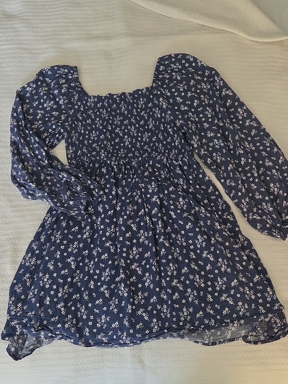Girls Navy Floral Smocked Long-Sleeve Dress By Hello Franki